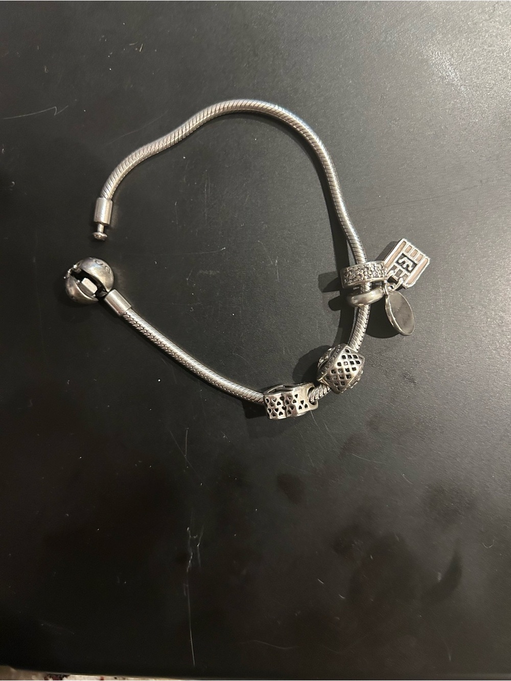 Pandora Silver Charm Bracelet with Decorative Charms